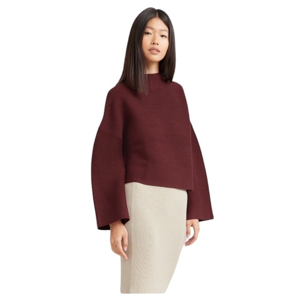Modern Citizen Sweater The Lou Rib Knit Bell  Sleeve Deep Burgundy Size 3X - Picture 13 of 13